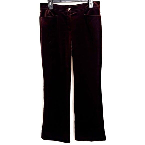 Escada Pants - ESCADA Velvet Pants Wine Maroon Burgundy Flare Kick Boot Trousers 8 / 38 NEW
